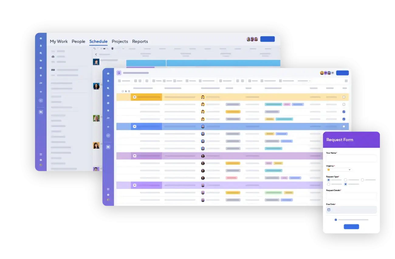 Smartsheet Control Center demand intake view with request form
