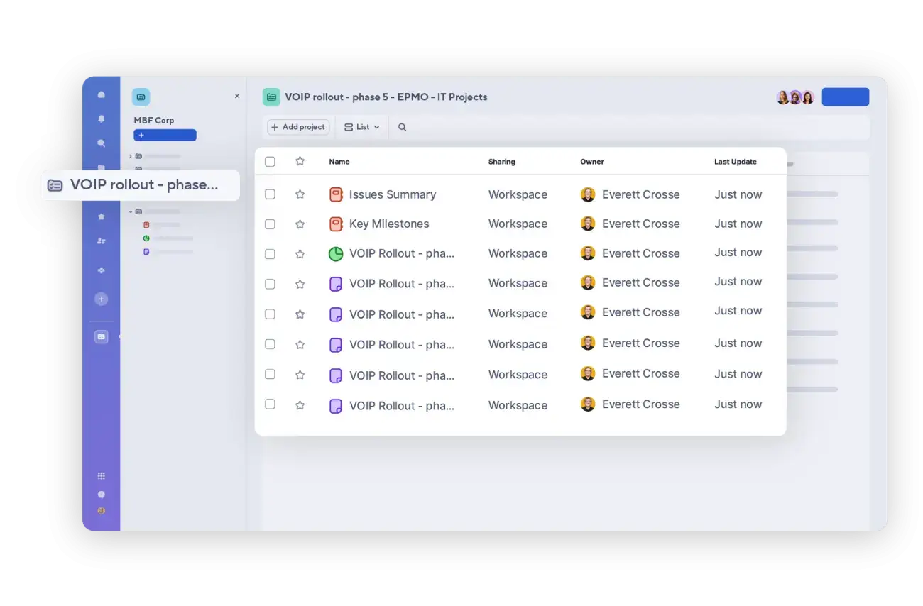 Smartsheet Control Center project provisioning list