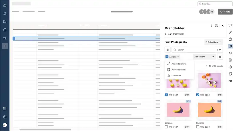 Smartsheet and Brandfolder integration panel